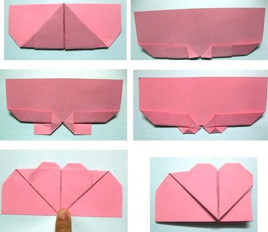 patrón de corazón modular de origami