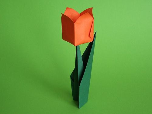 Tulipán de papel con propias manos